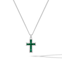 Stone Cross Pendant - Emerald