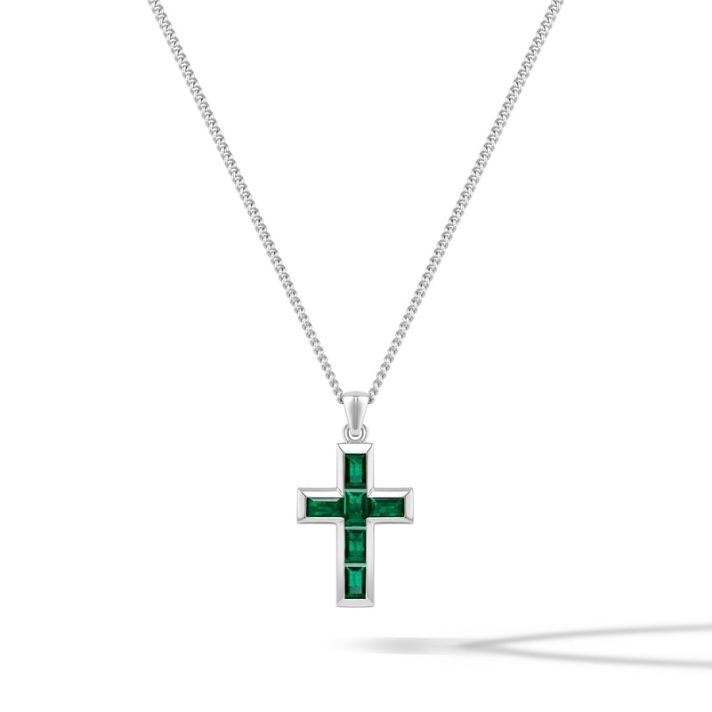 Gemstone Cross Pendant - Emerald