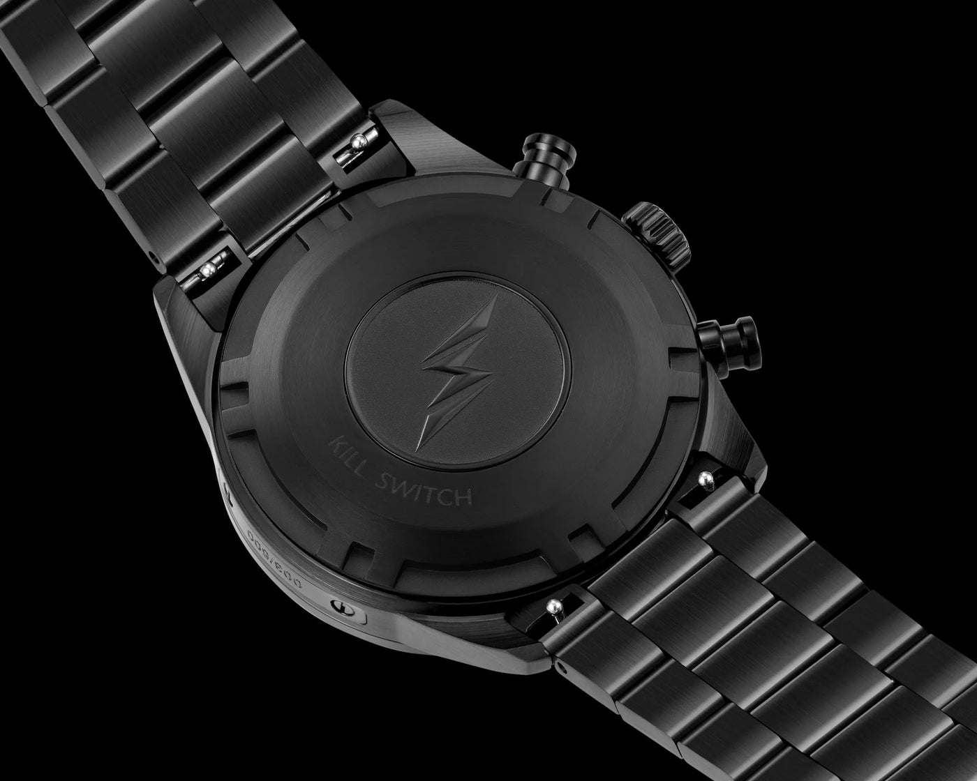 Black watch with metallic band on a transparent background