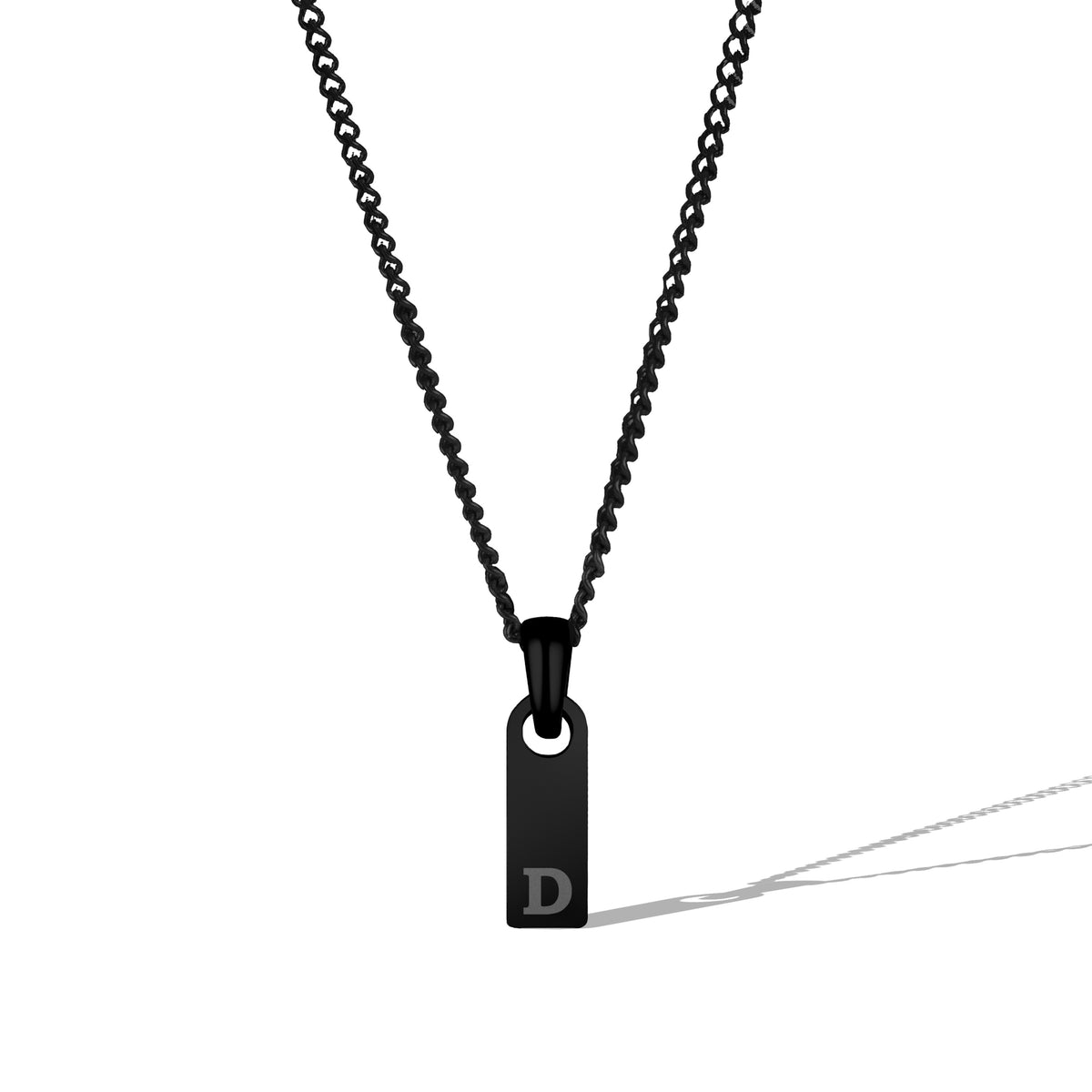 Black necklace with a pendant on a white background