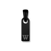 Black pendant with a letter 'W' on a white background
