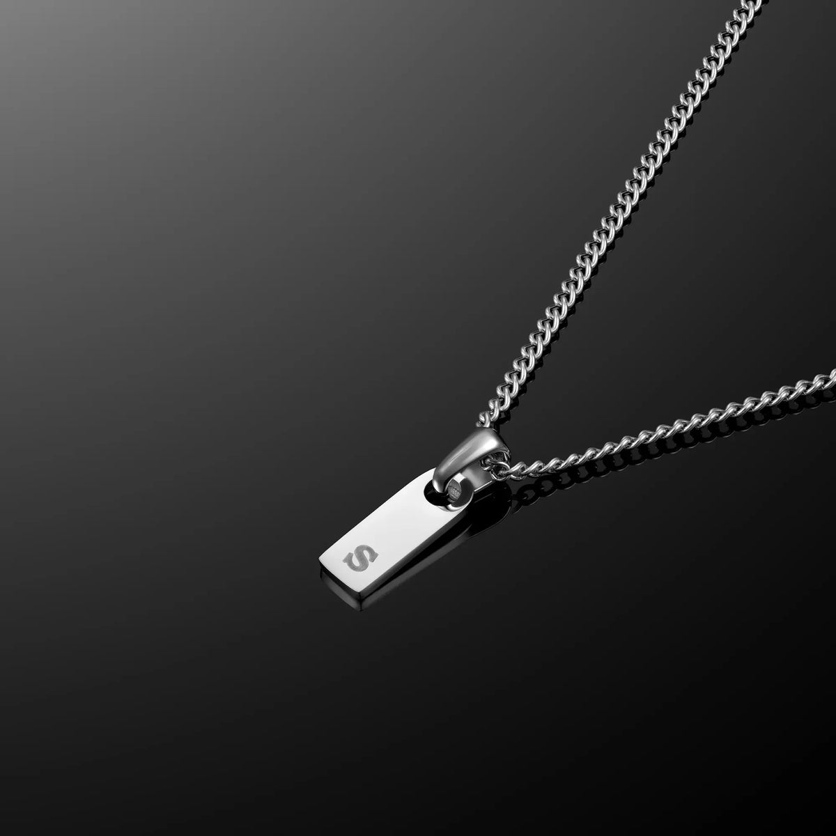 Initial Tag Pendant - Silver