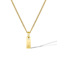 Gold necklace with a small pendant on a white background