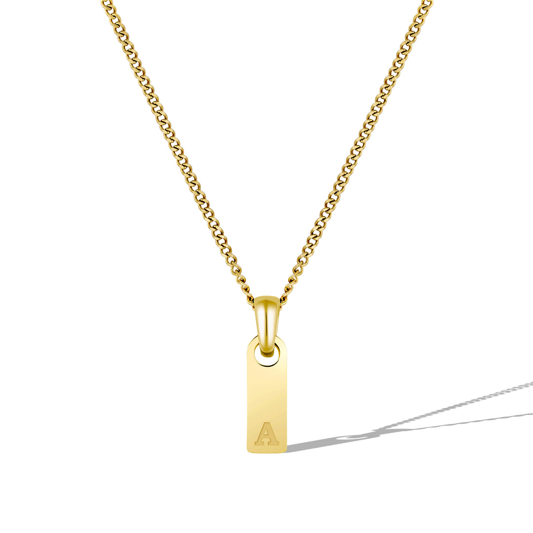 Initial Tag Necklace - 14K Gold