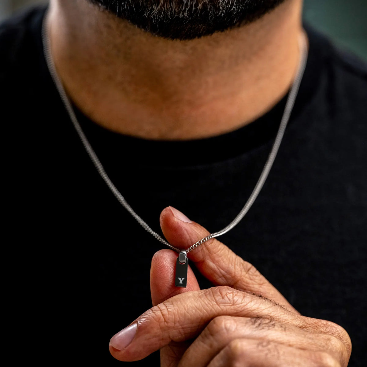 Initial Tag Pendant - Silver