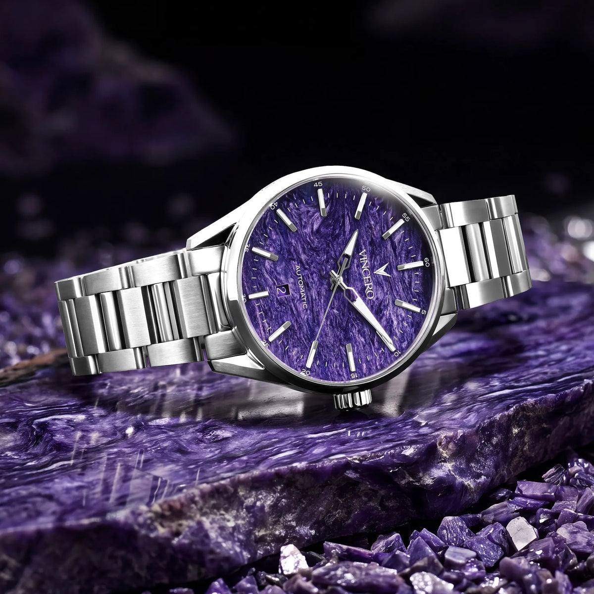Purple Charoite dial watch from Vincero 