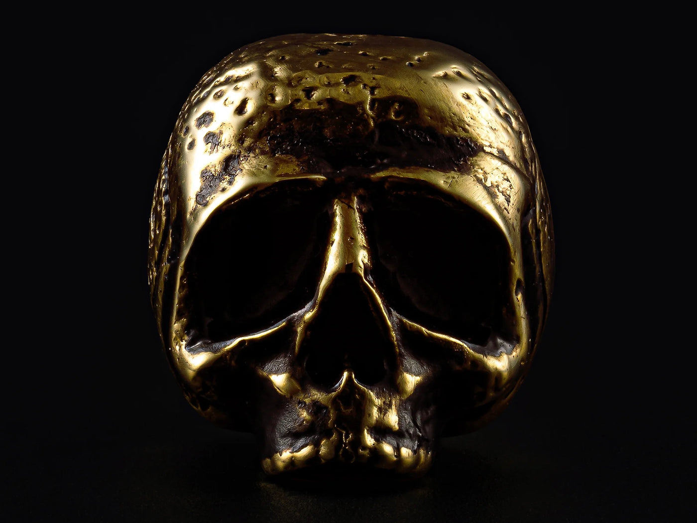 Gold momento mori skull pendant for men