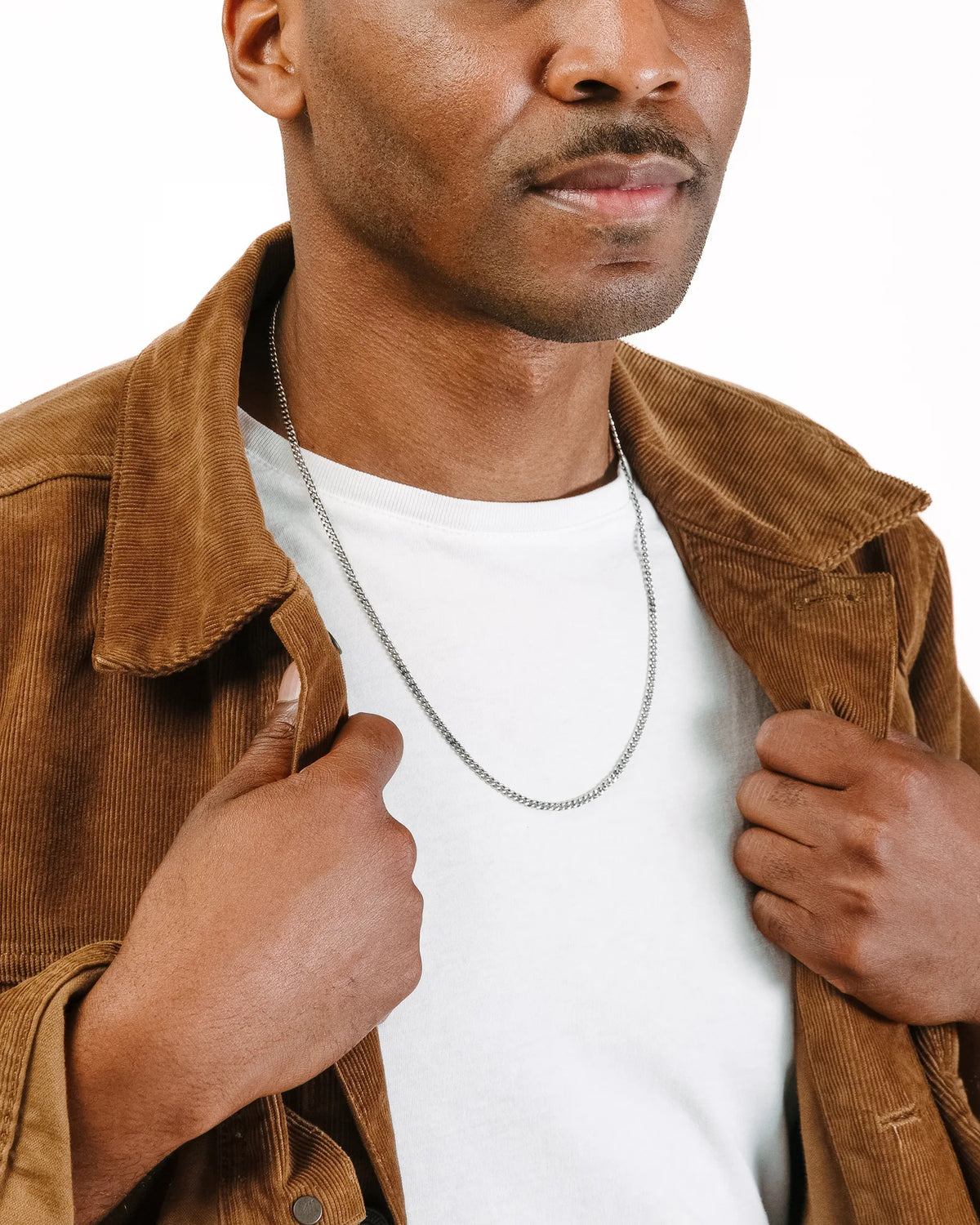 Silver curb chain for men