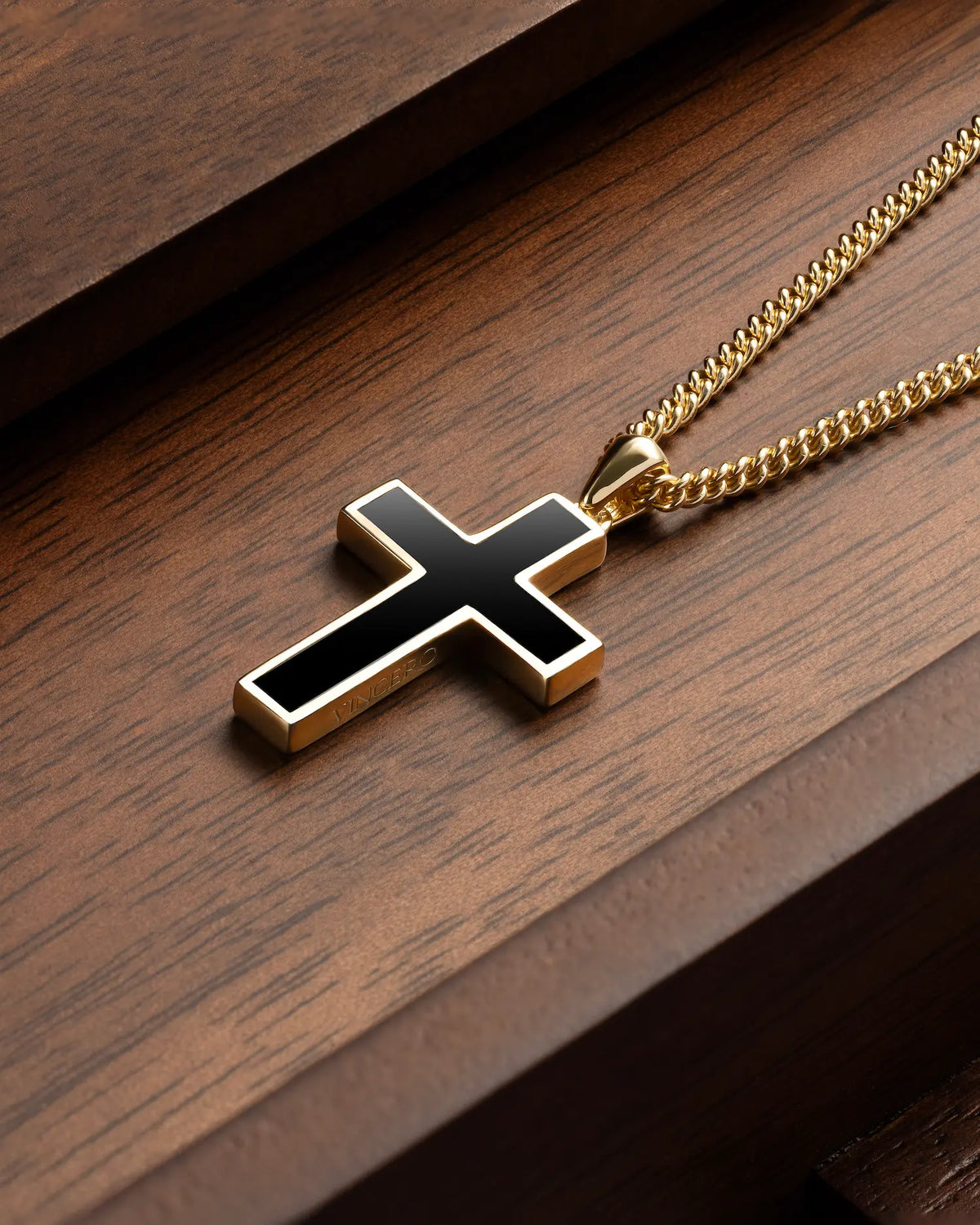 Mens GOld And black Pendant Necklace