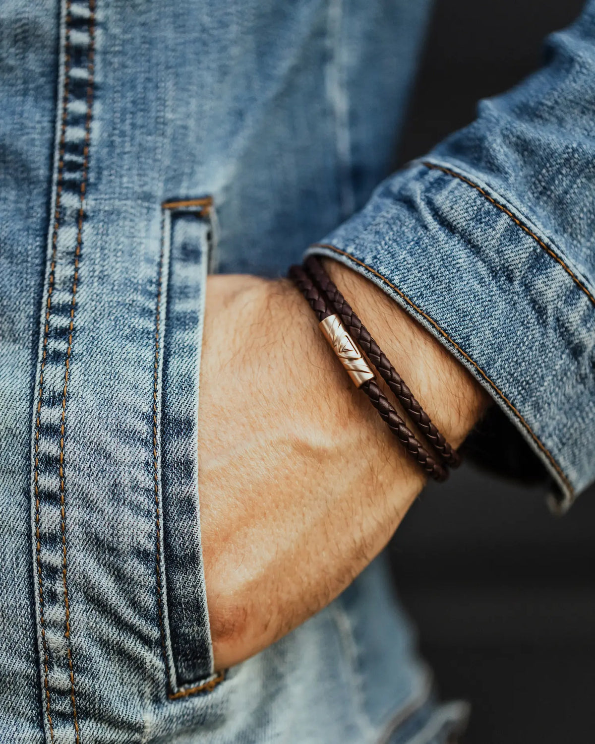 Mens Rose Gold Double Wrap Bracelet