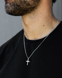 Sterling Silver Etched Cross Pendant For Men