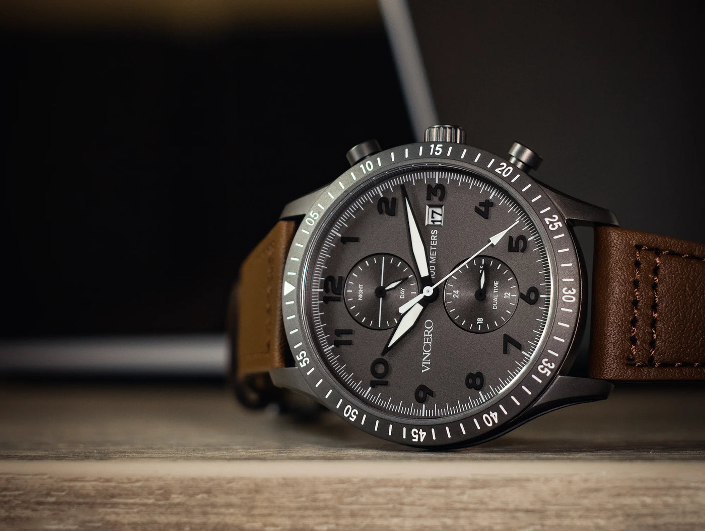 Men's Pilot Watch - Matte Gray/Brown | Vincero Collective Men's Pilot Watch - Matte Gray/Brown | Vincero Collective