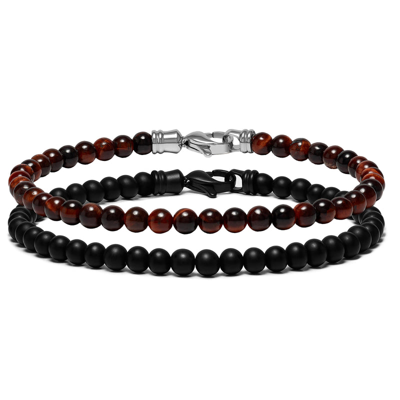 Spiritual Bead Set 4mm - Onyx & Red Tiger Eye