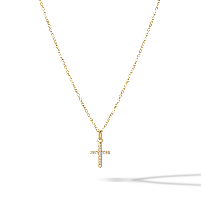 Pavé Cross Necklace - Gold
