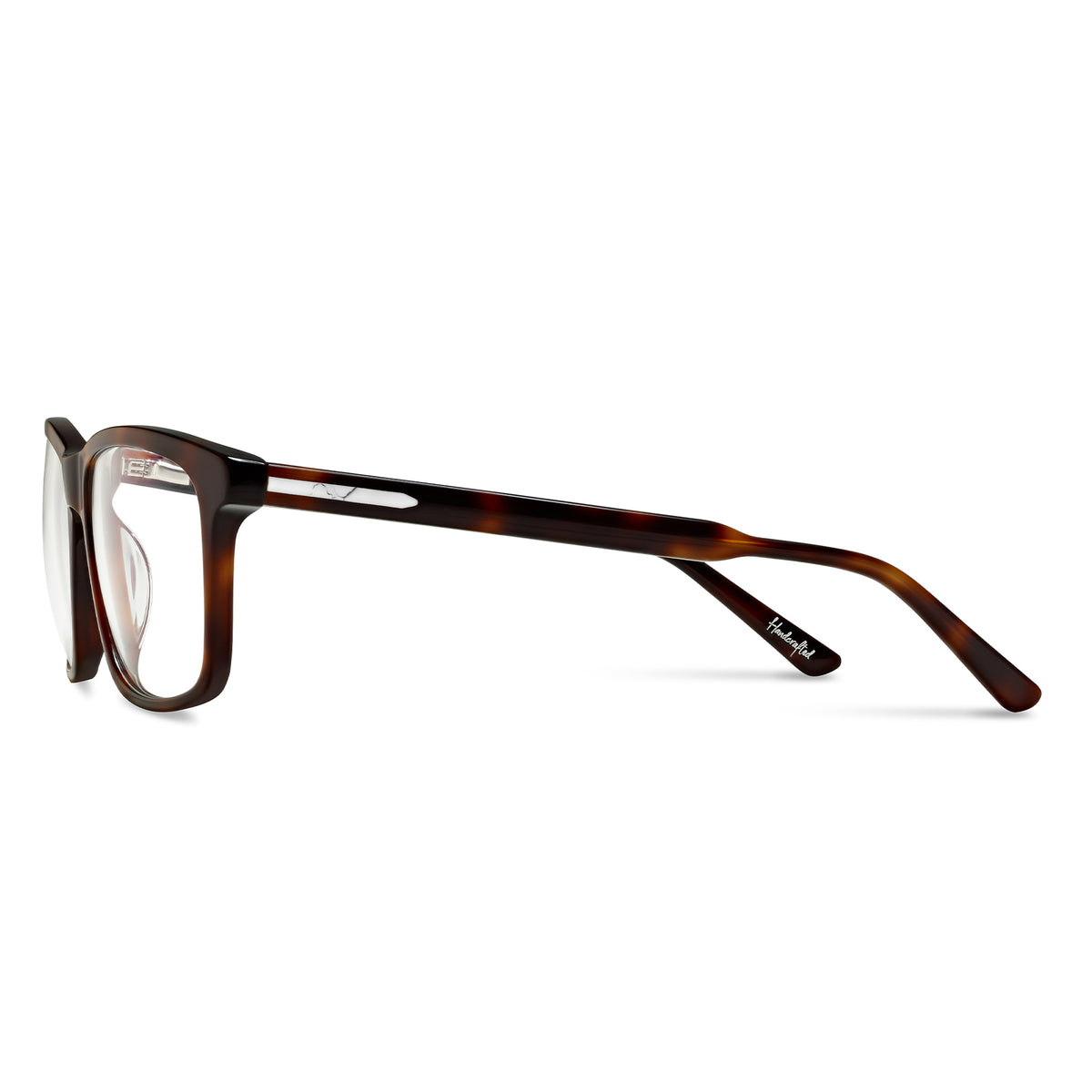 Havana tortoiseshell eyeglasses on a white background
