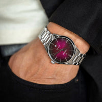 Purple Fumé Dial Quasar Watch on wrist 