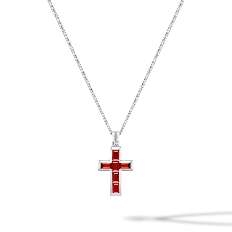 Gemstone Cross Pendant - Ruby