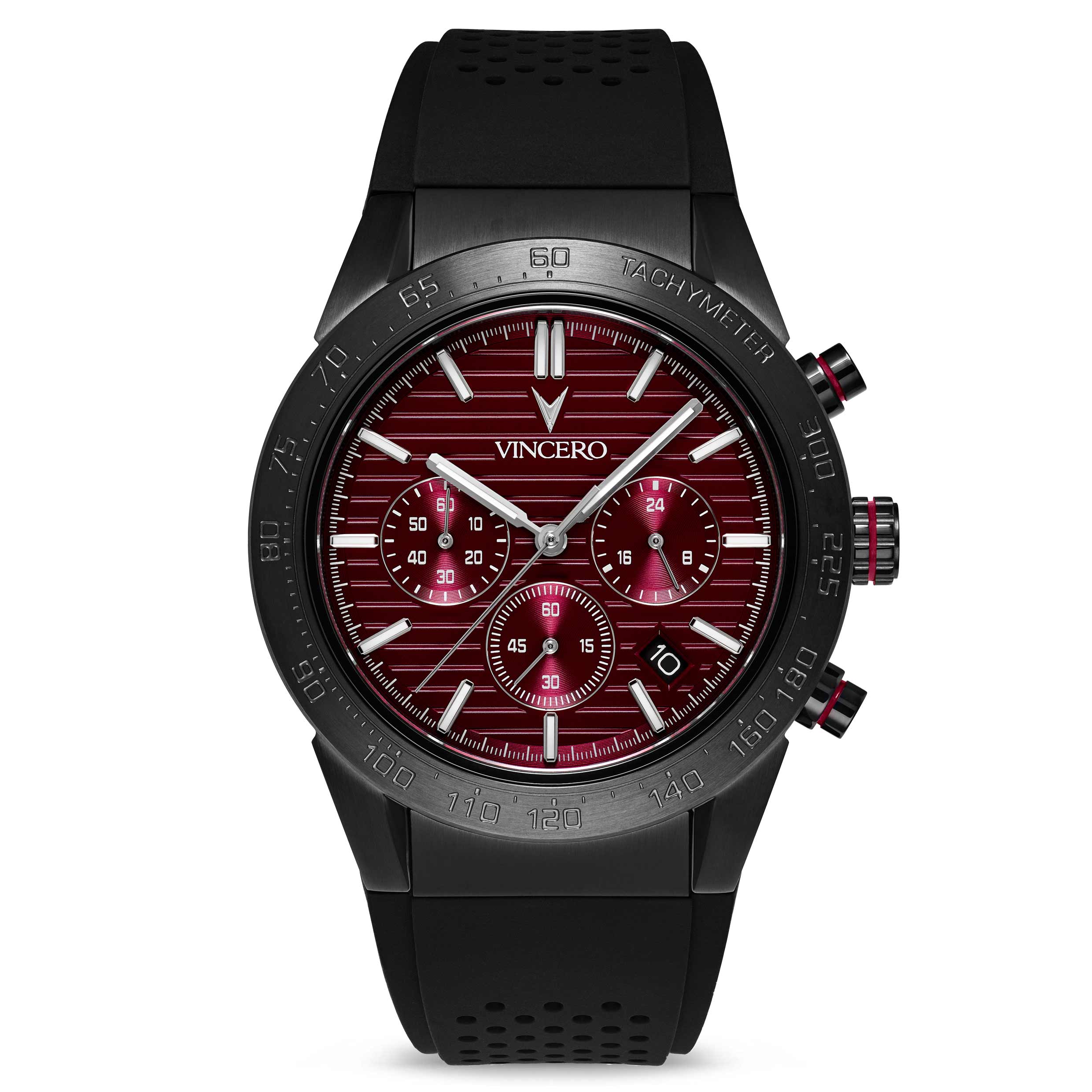 VINCERO MEN'S fashion ROGUE CHRONOGRAPH SPORT BLACK/RED WATCH