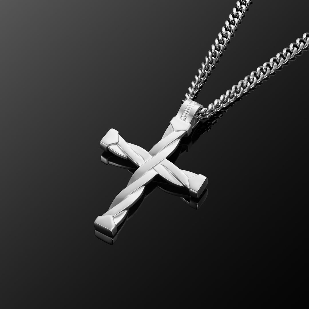 Twisted Cross Pendant - Silver