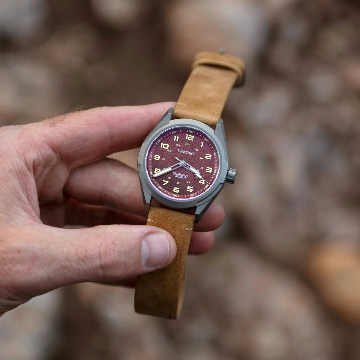 Scout titanium watch with leather strap