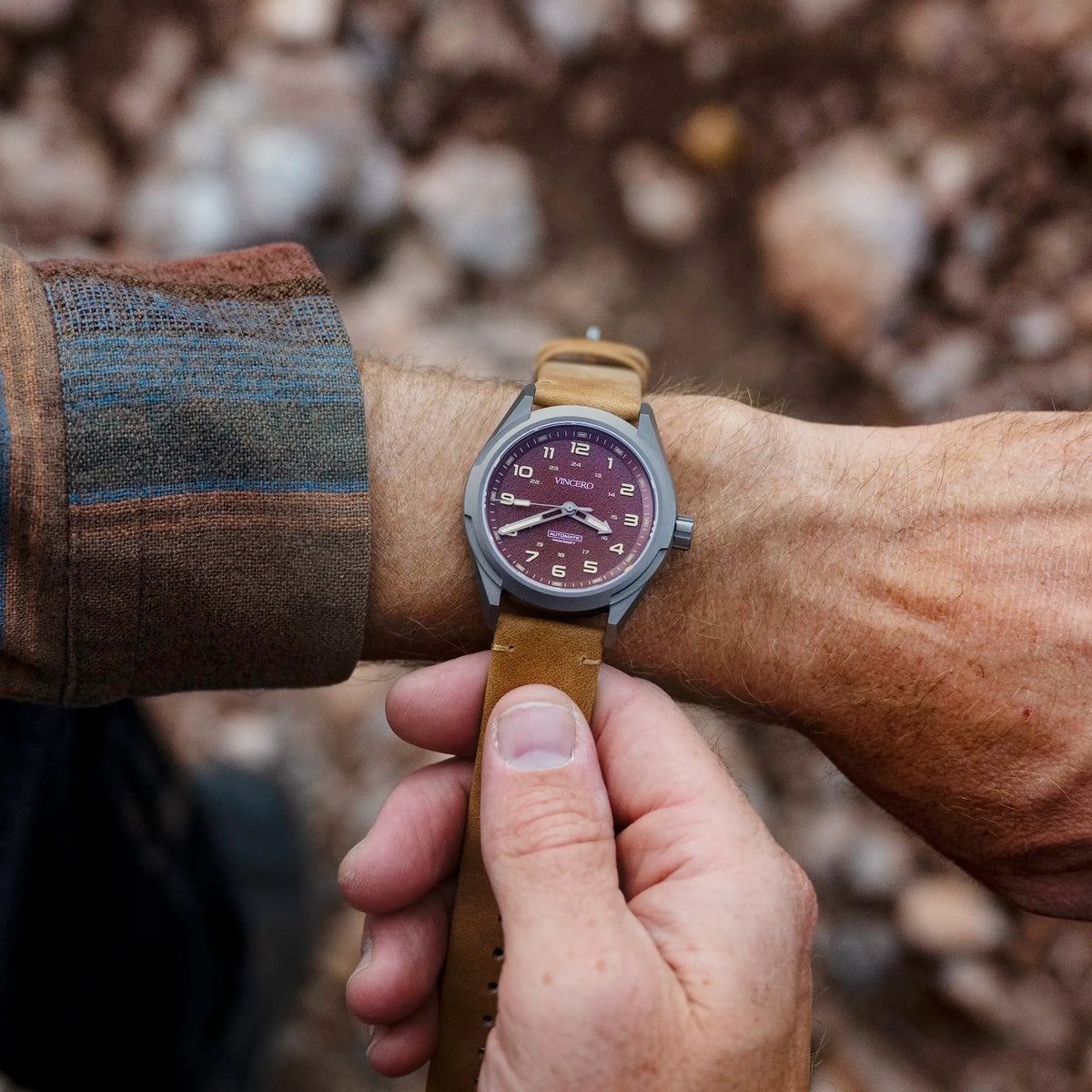 Scout titanium watch with leather strap