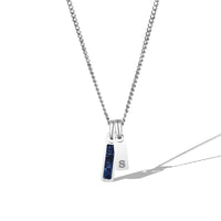 Birthstone & Initial Tag Necklace - Silver