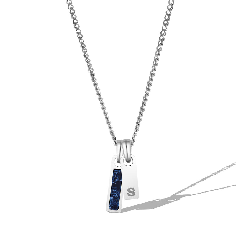 Birthstone & Initial Tag Necklace - Silver