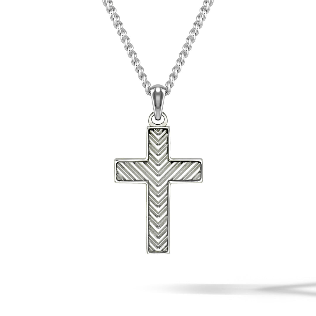 Chevron Cross Pendant - Silver