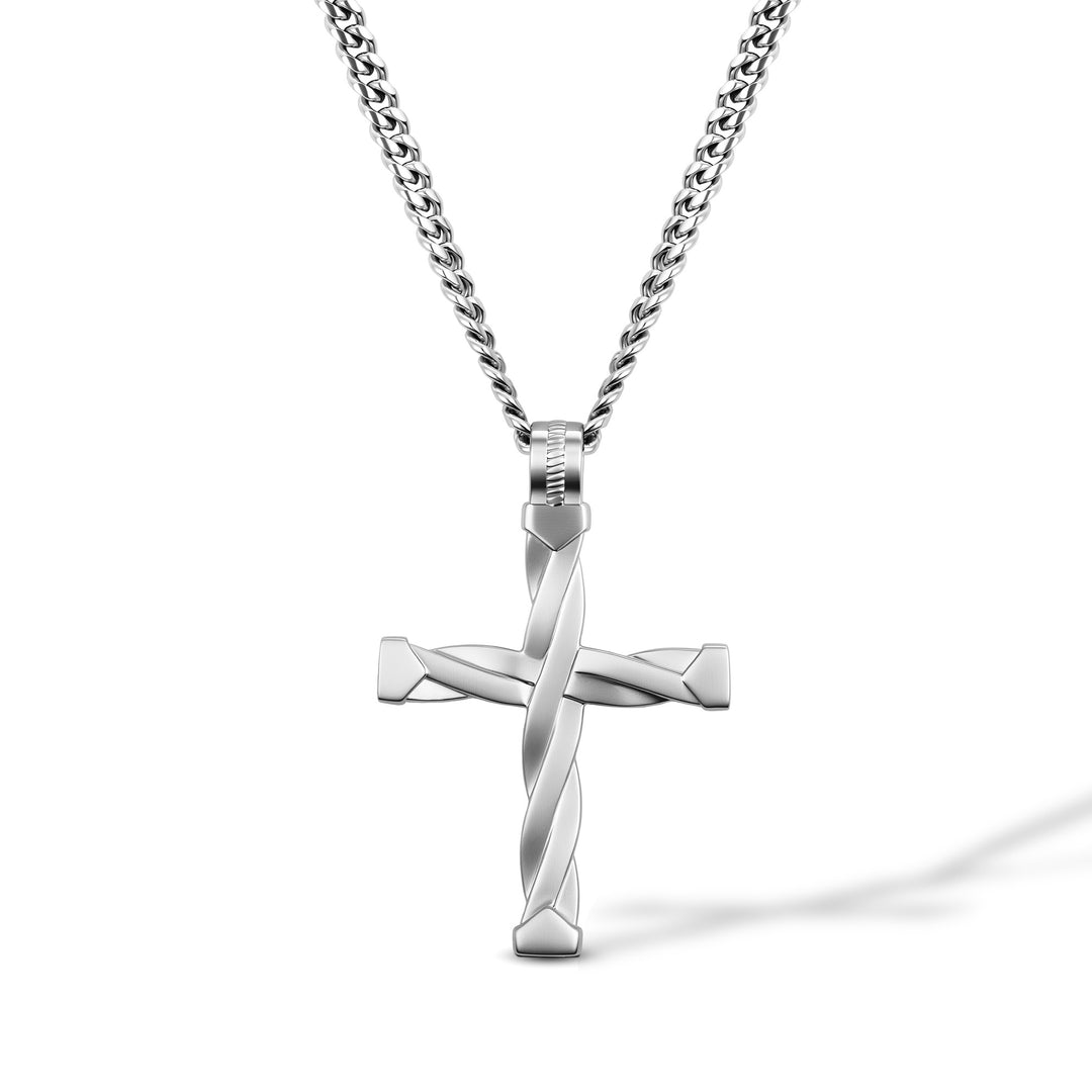 Spiro Cross Necklace - Silver