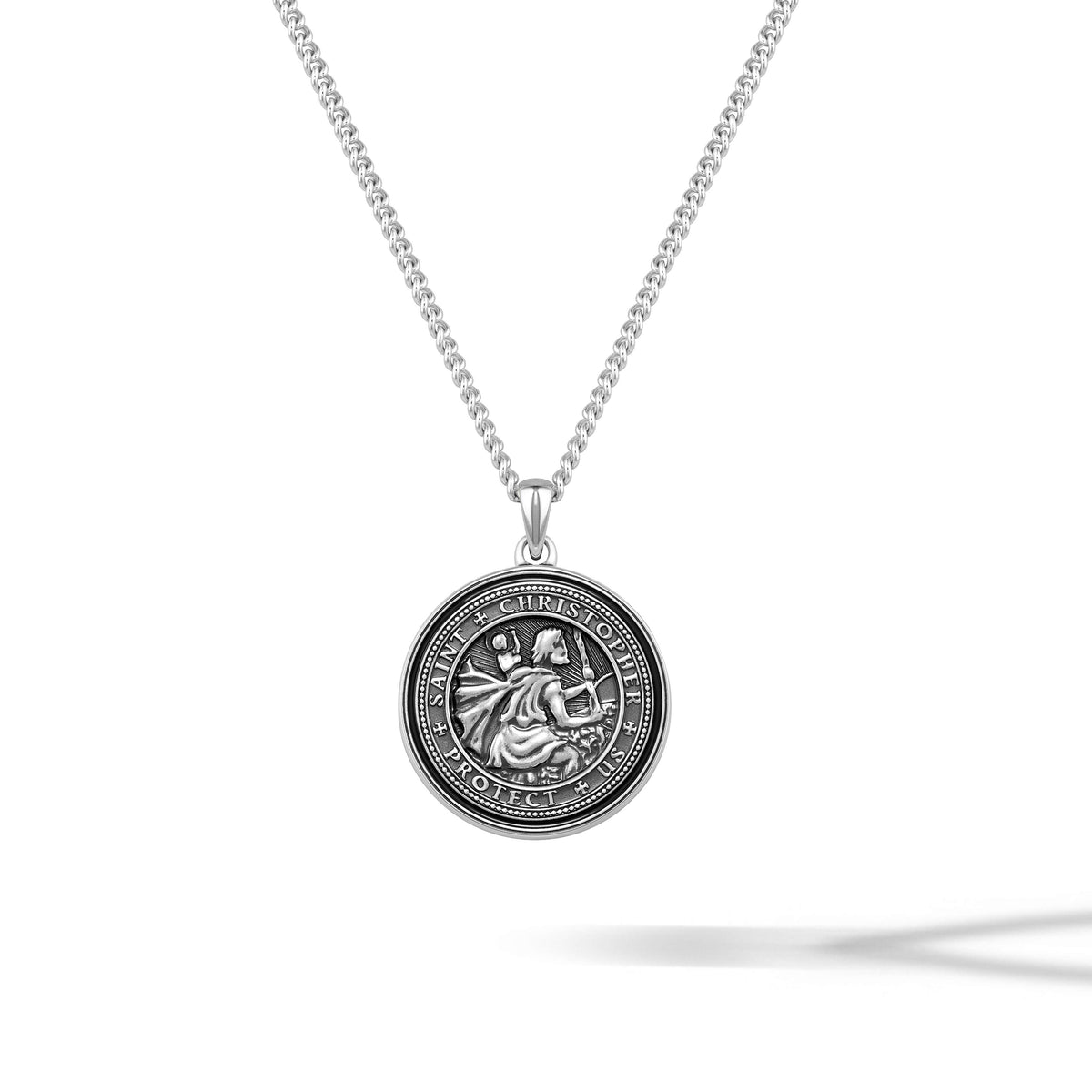 Saint Christopher Medal Necklace in Sterling Silver Saint Christopher Medal Necklace in Sterling Silver
