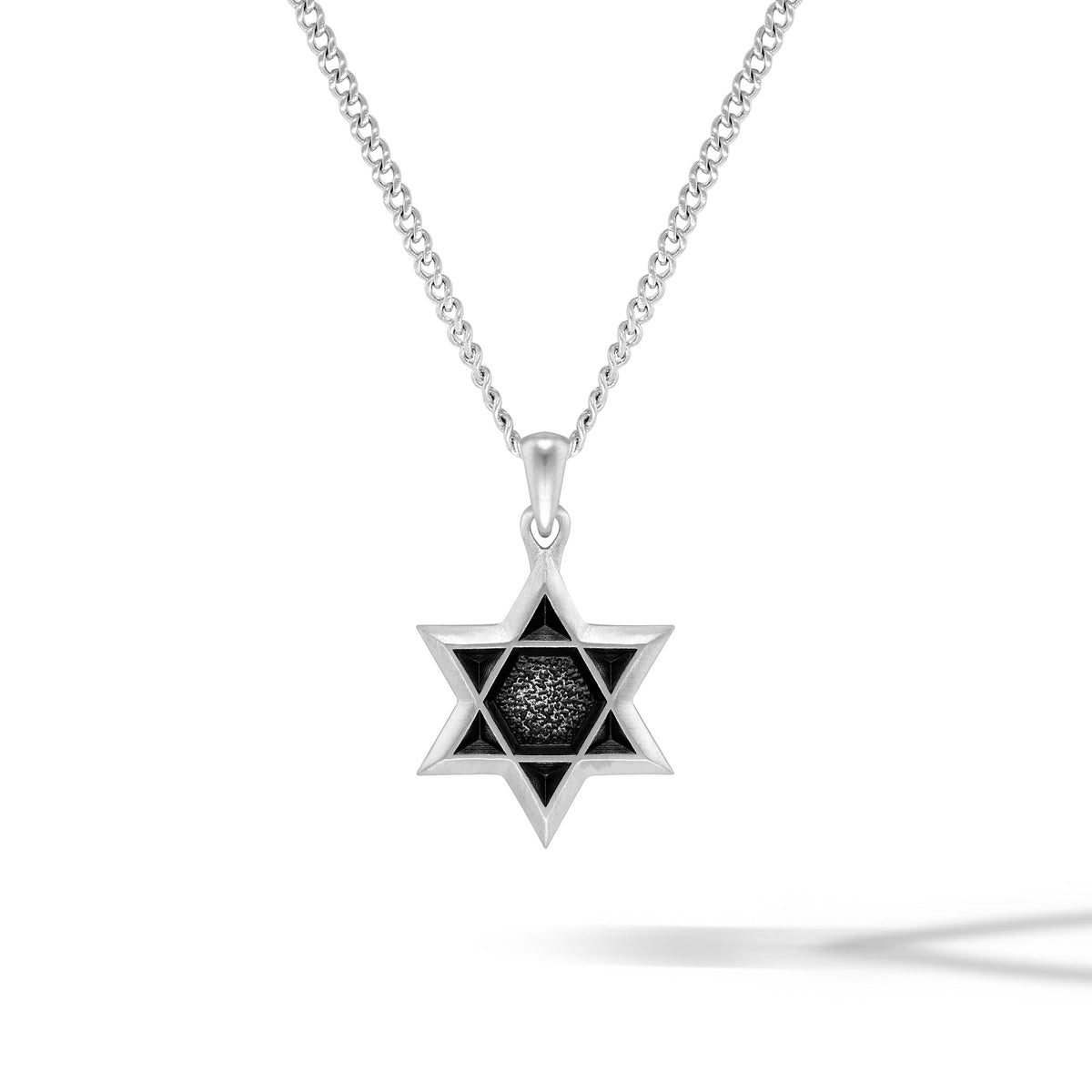 Star of David pendant necklace on a white background