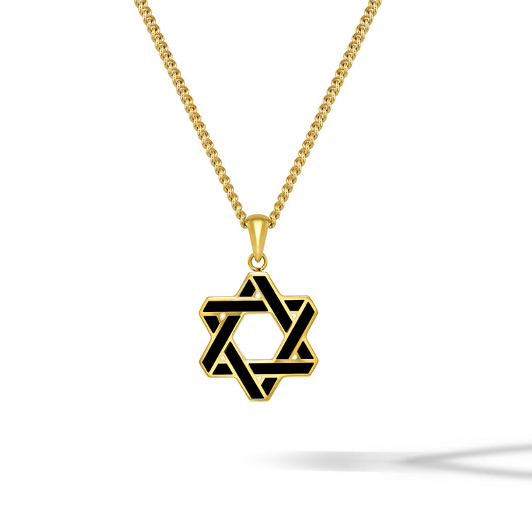 Gold Star of David Pendant For Men