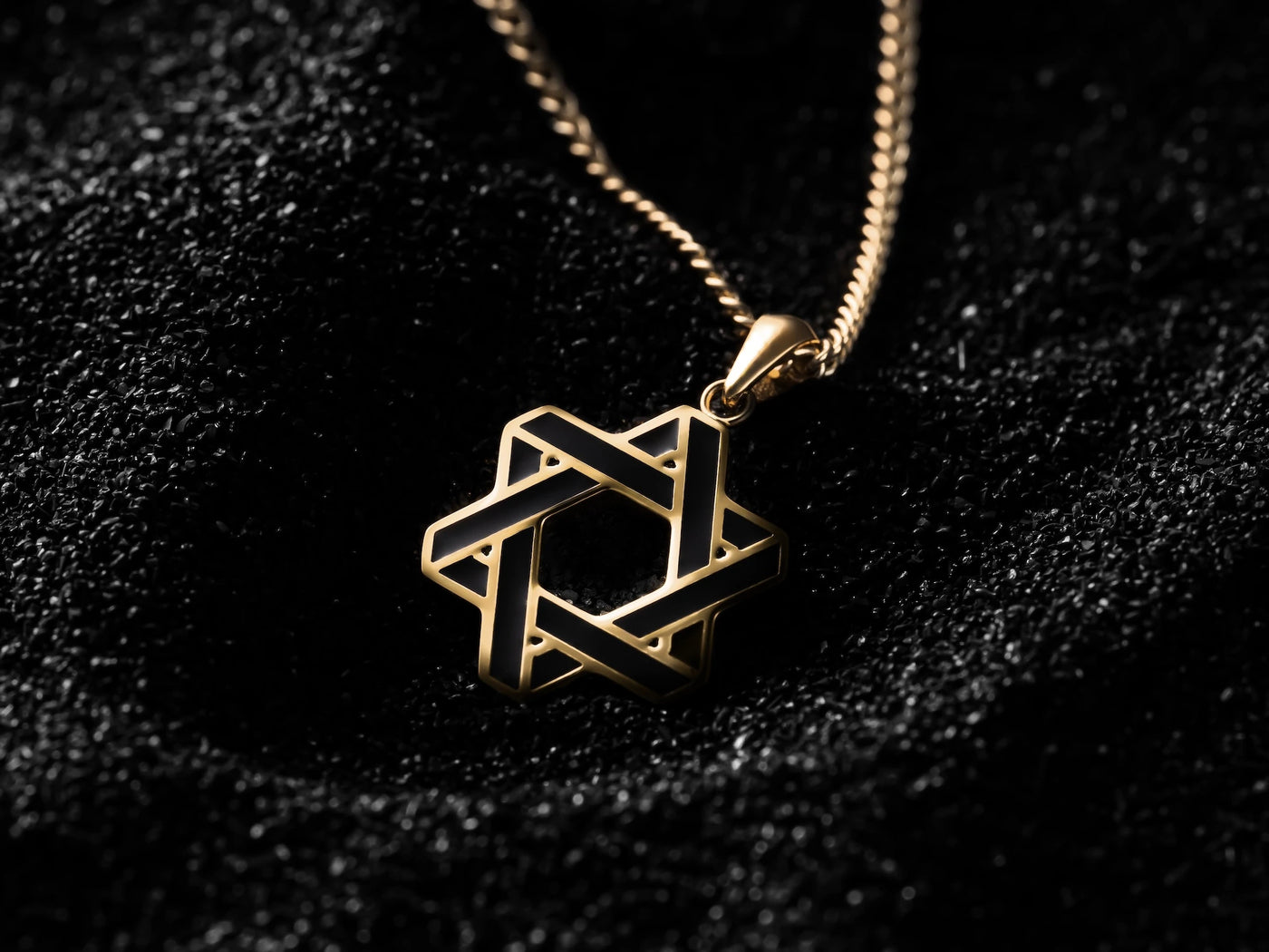 Gold Star of David Pendant For Men