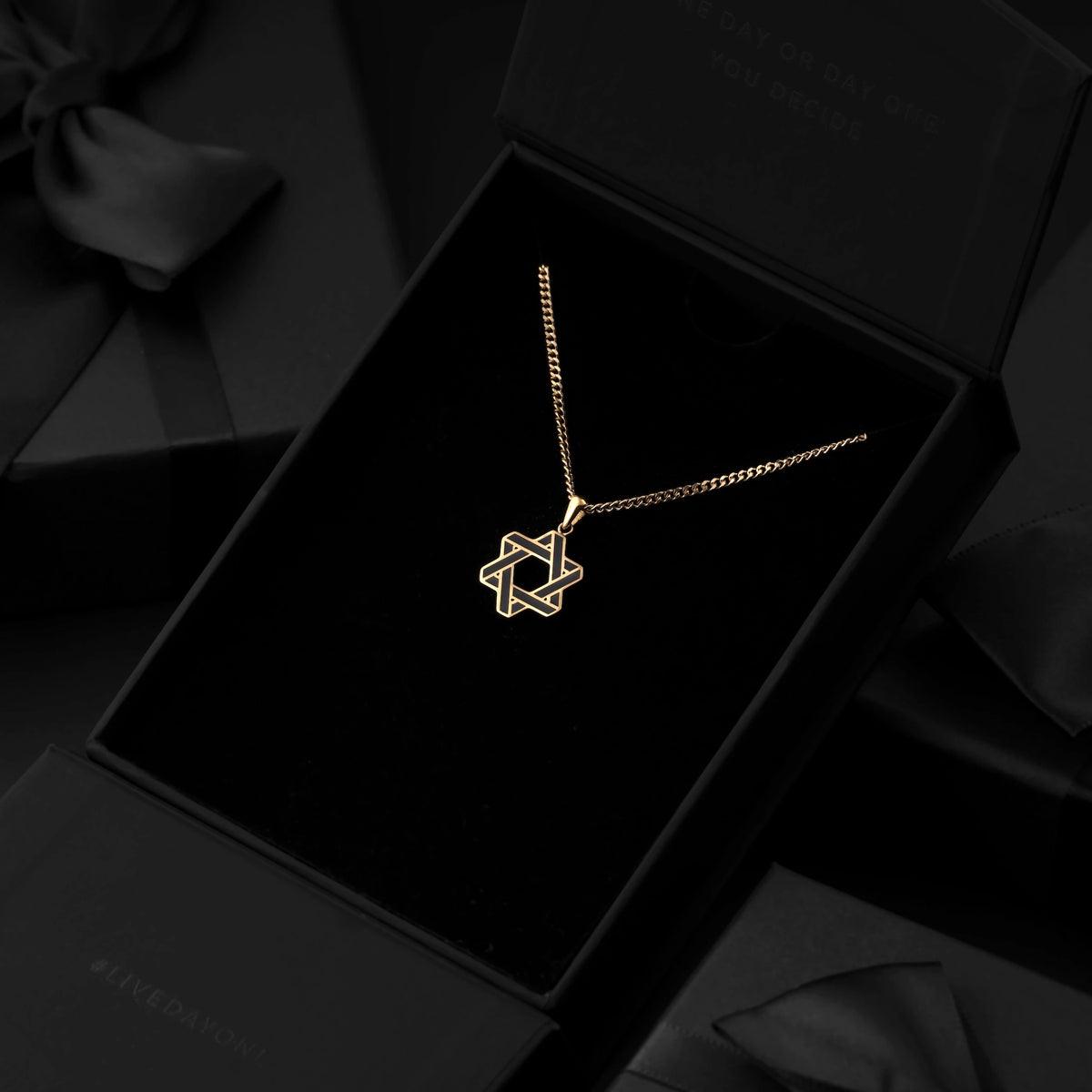 Gold Star of David Pendant For Men