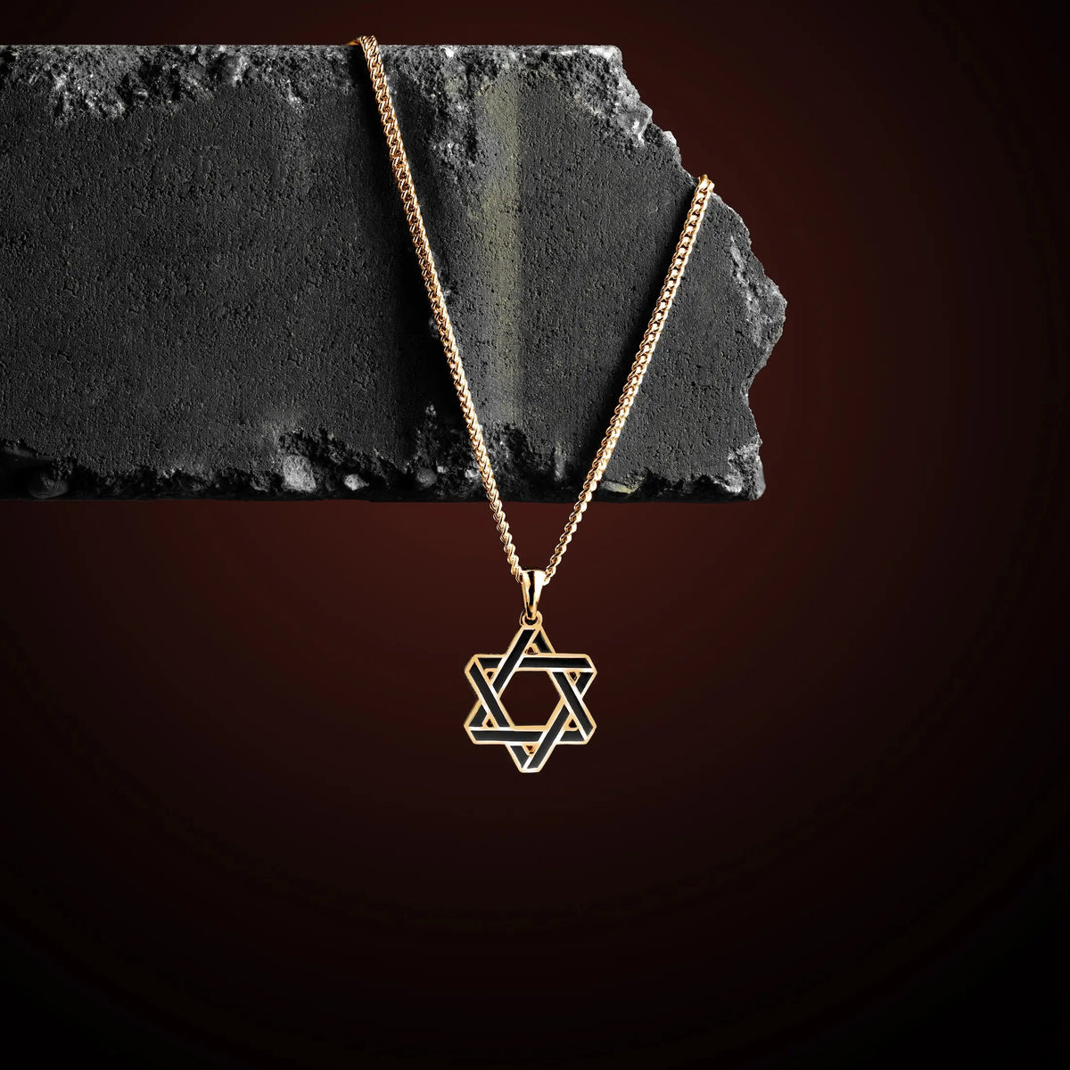 Gold Star of David Pendant For Men