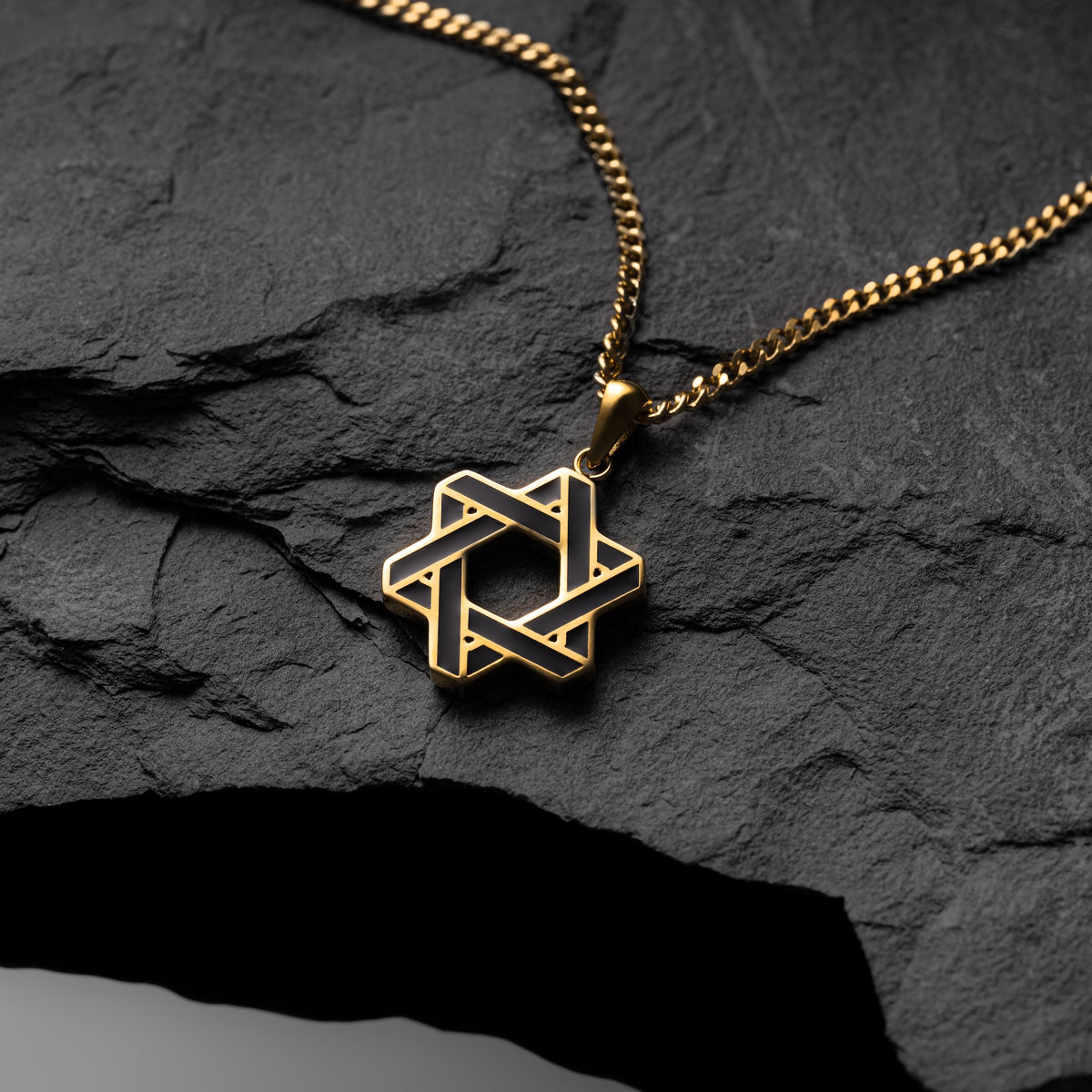Gold Star of David Pendant For Men