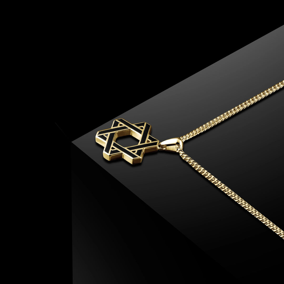 Star Of David Pendant - 14K Gold Onyxhover image