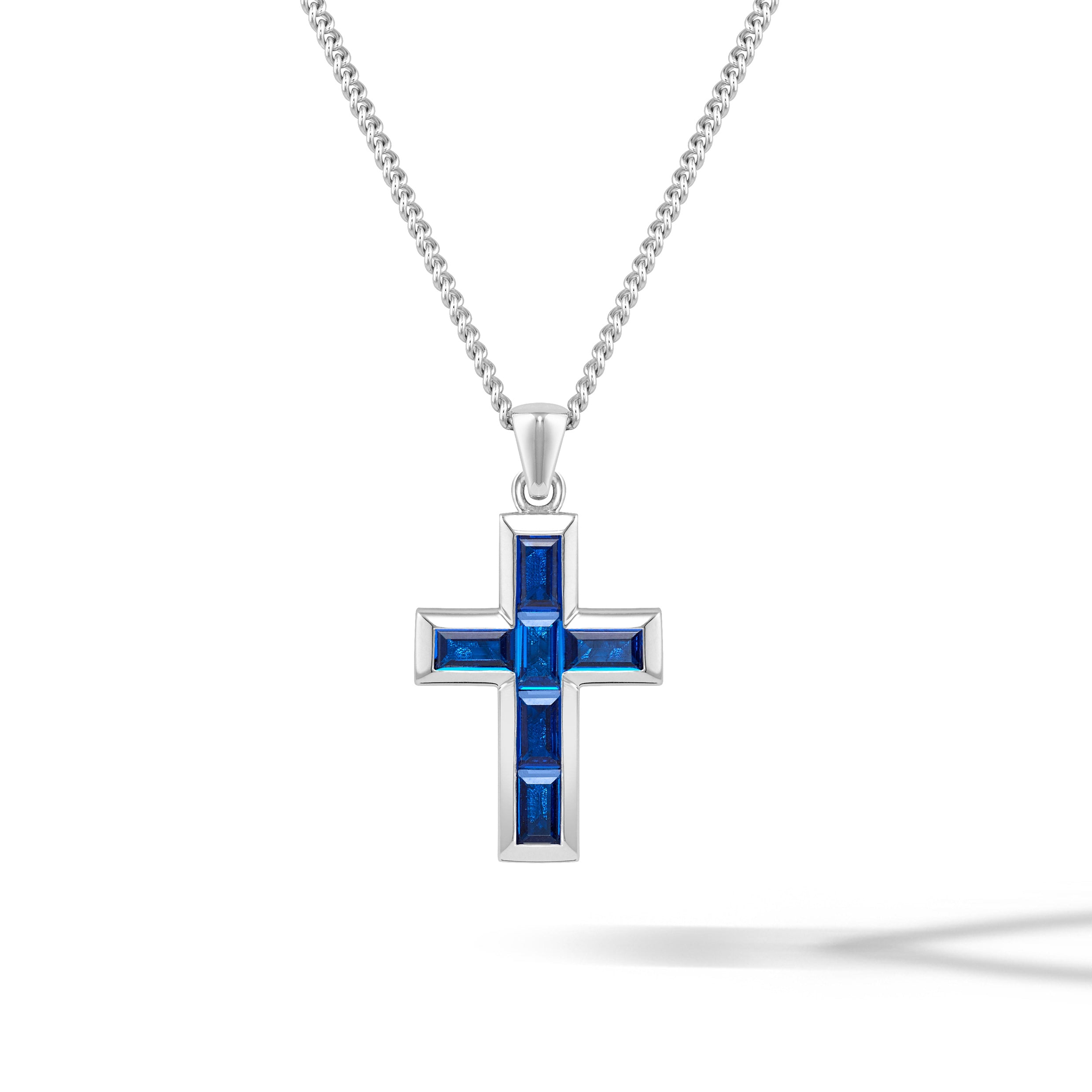 Stone Cross Pendant - Sapphire | Vincero Collective
