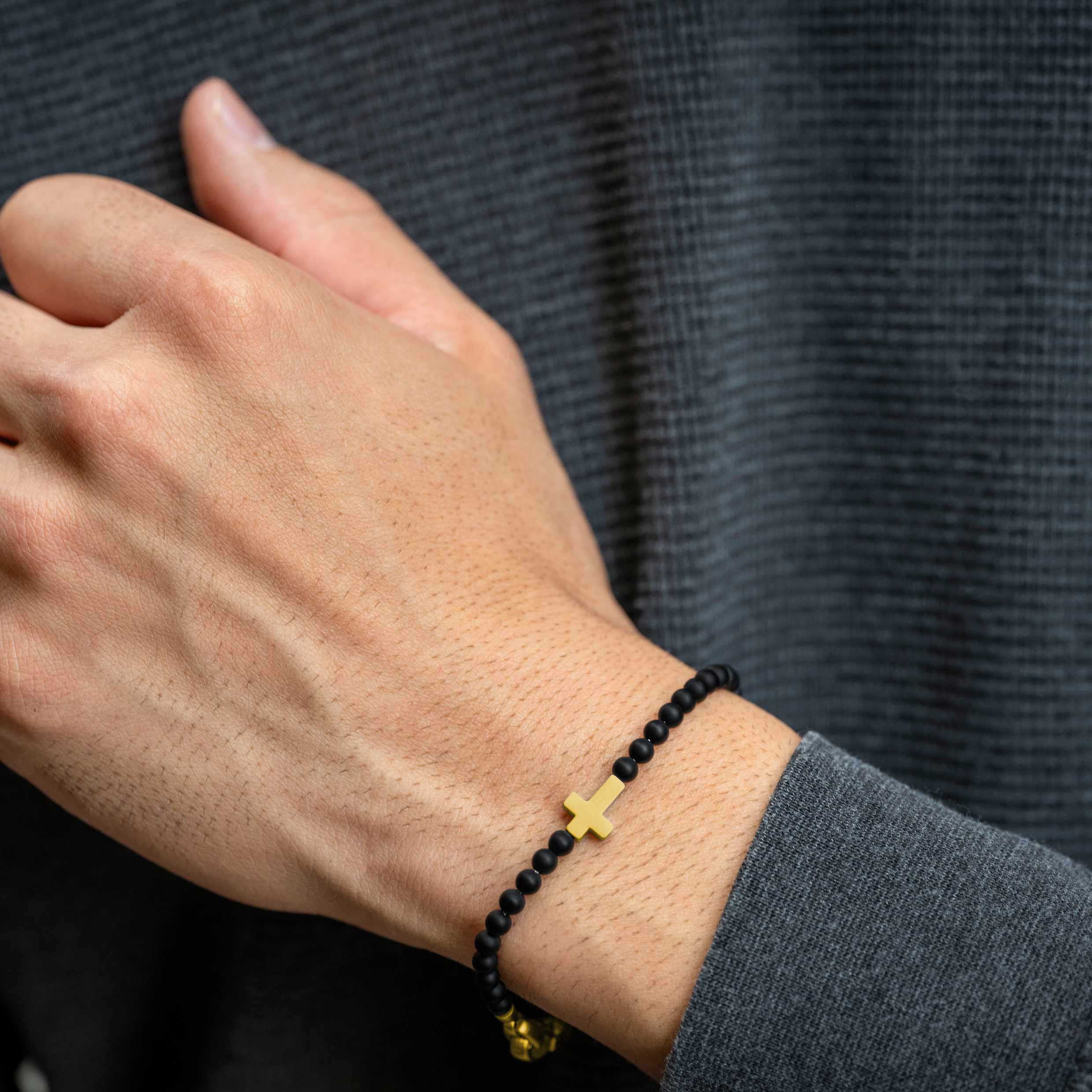 Men's Black Onyx Cross Bracelet | Vincero Collective