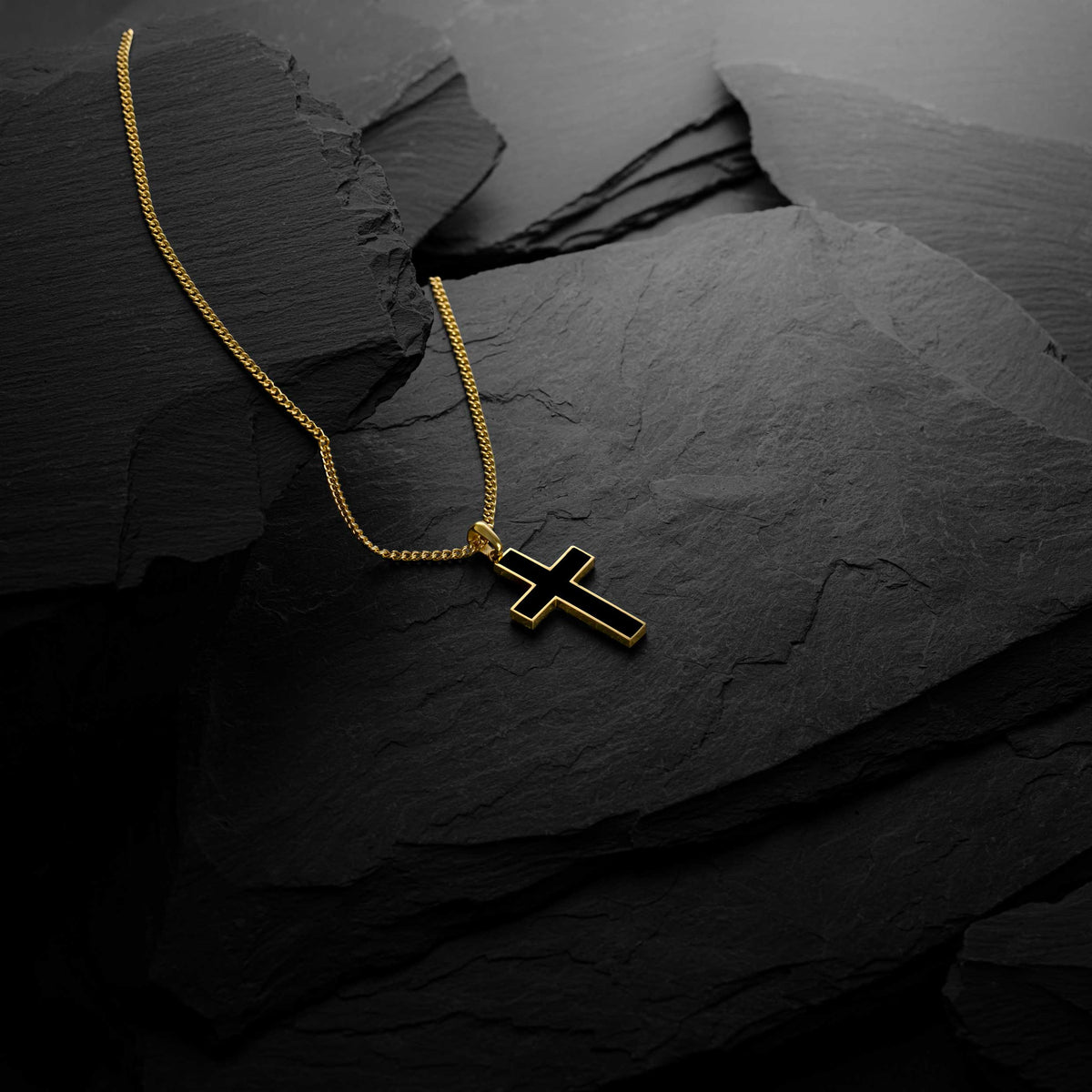 Mens GOld And black Pendant Necklace