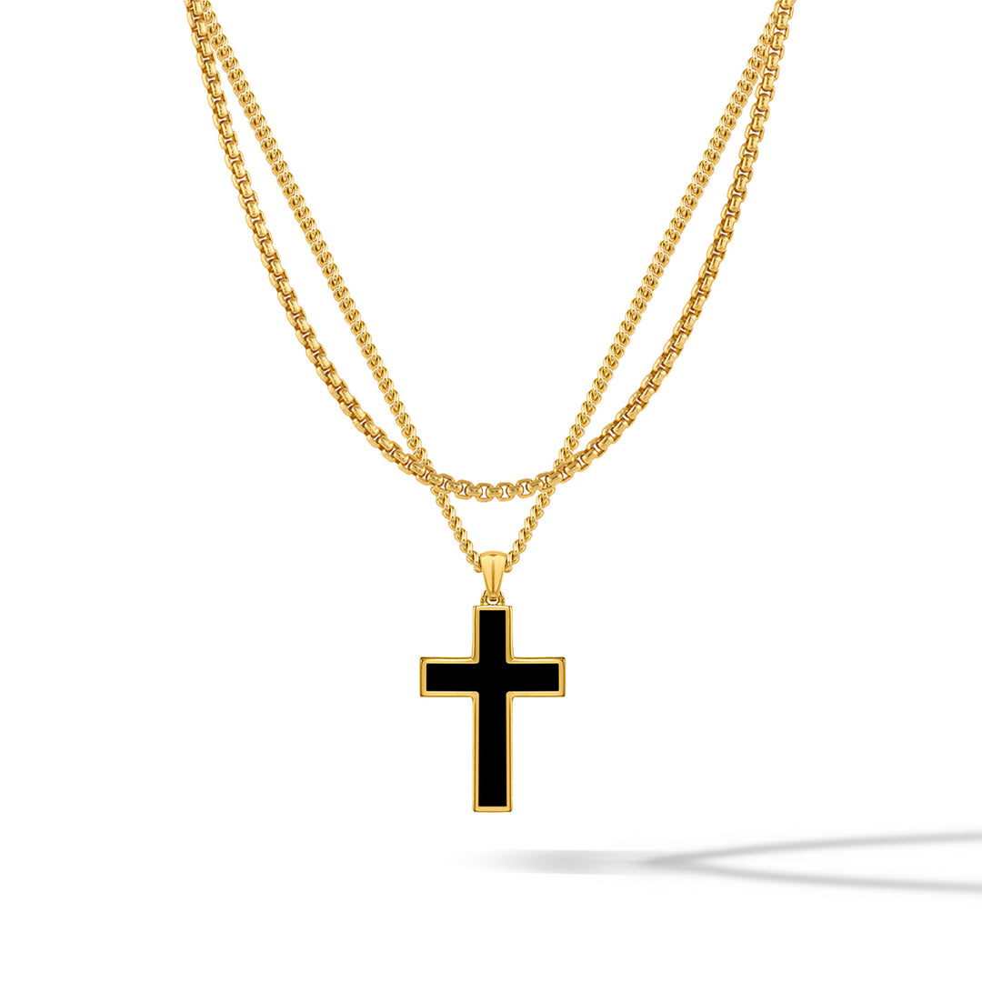 Stone Cross Pendant - Gold Set