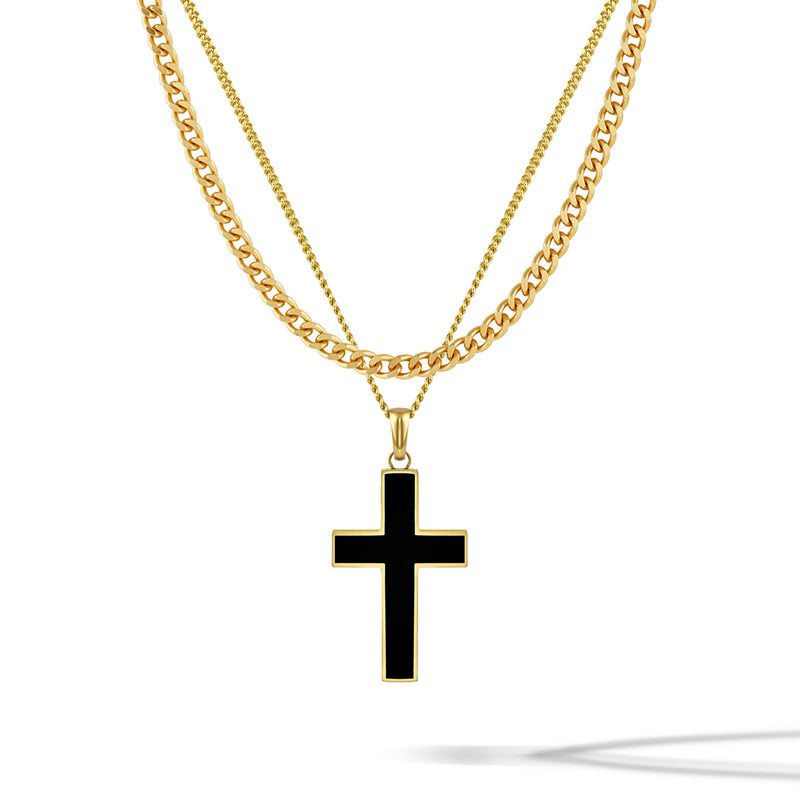 Stone Cross (Large) - Gold Set