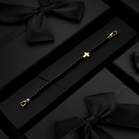Spiritual Bead Cross Bracelet, 4MM - 14K Gold