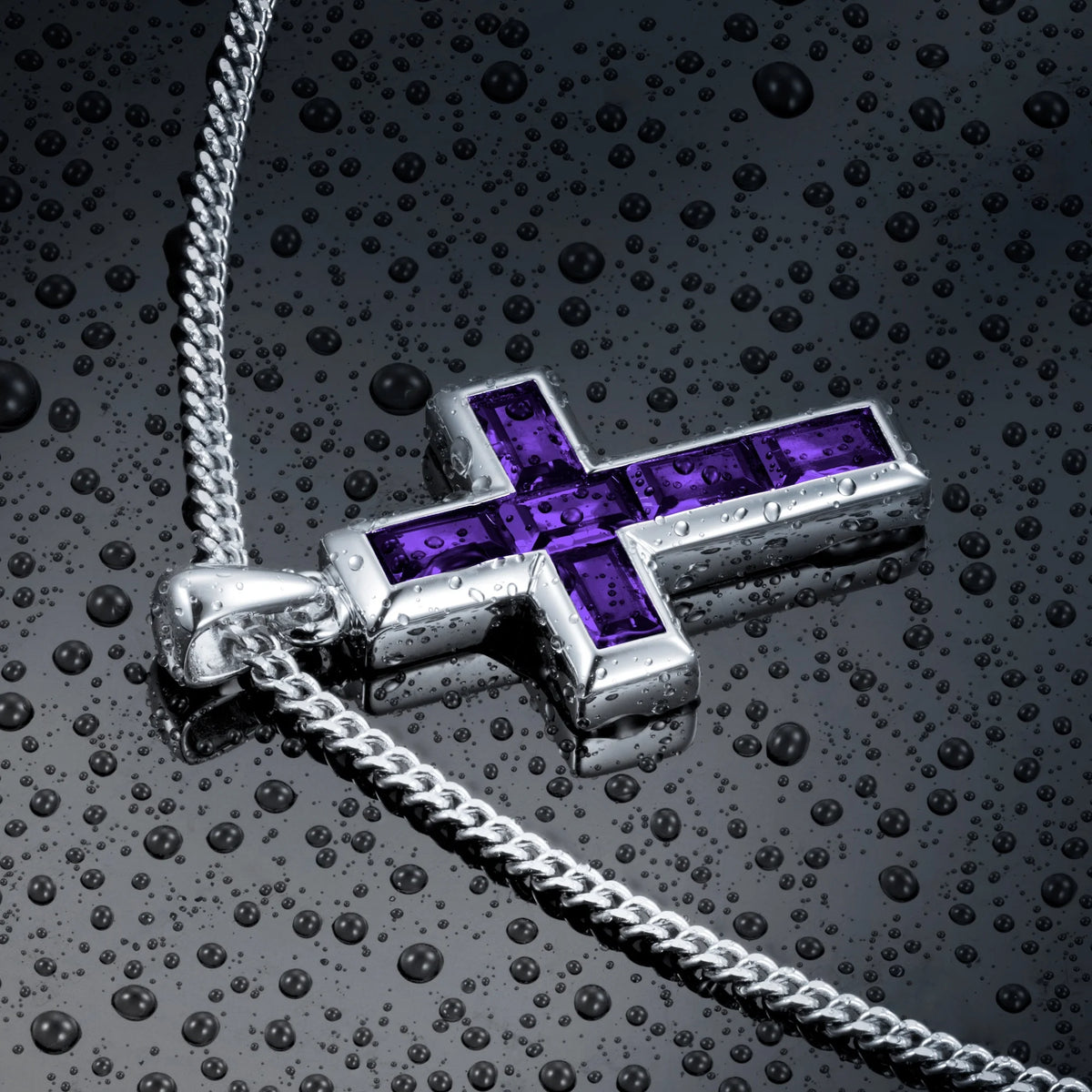Stone Cross Pendant - Amethyst | Vincero Collective Stone Cross Pendant - Amethyst | Vincero Collective