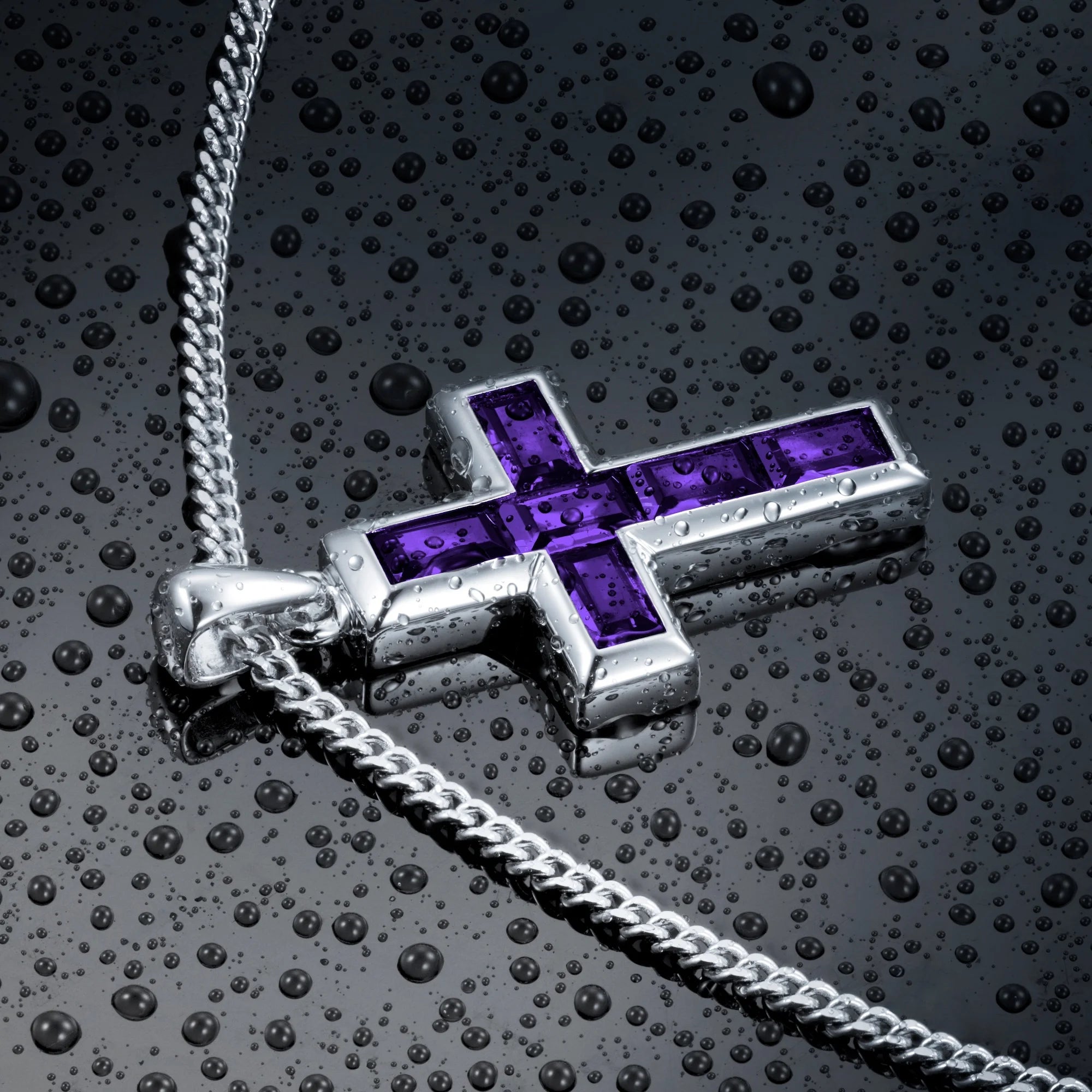 Stone Cross Pendant - Amethyst | Vincero Collective