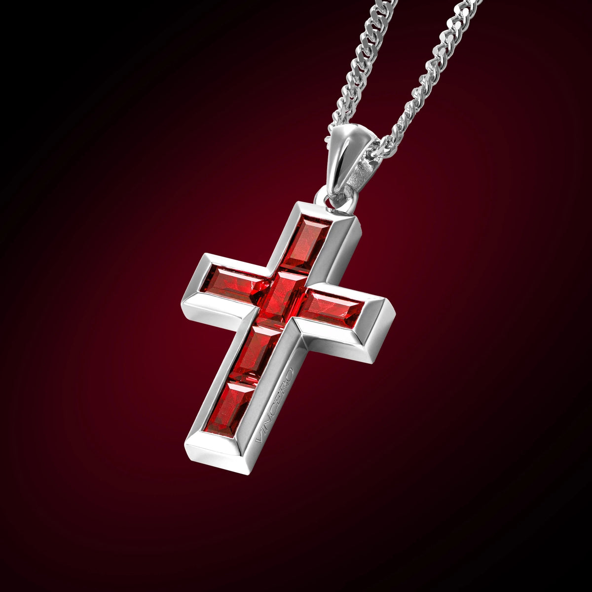 Stone Cross Pendant - Ruby | Vincero Collective Stone Cross Pendant - Ruby | Vincero Collective