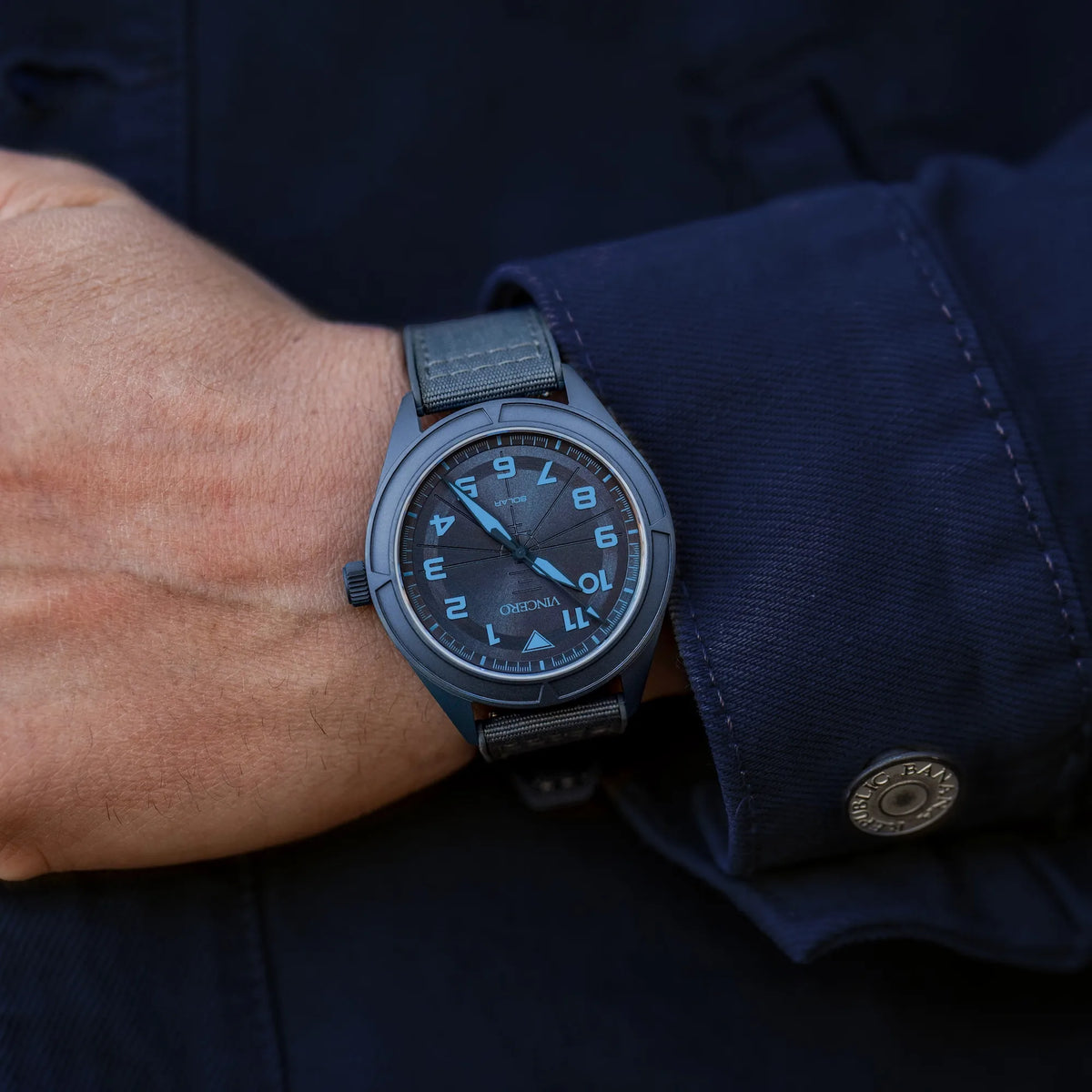 Stratos Blue Titanium Watch wrist shot