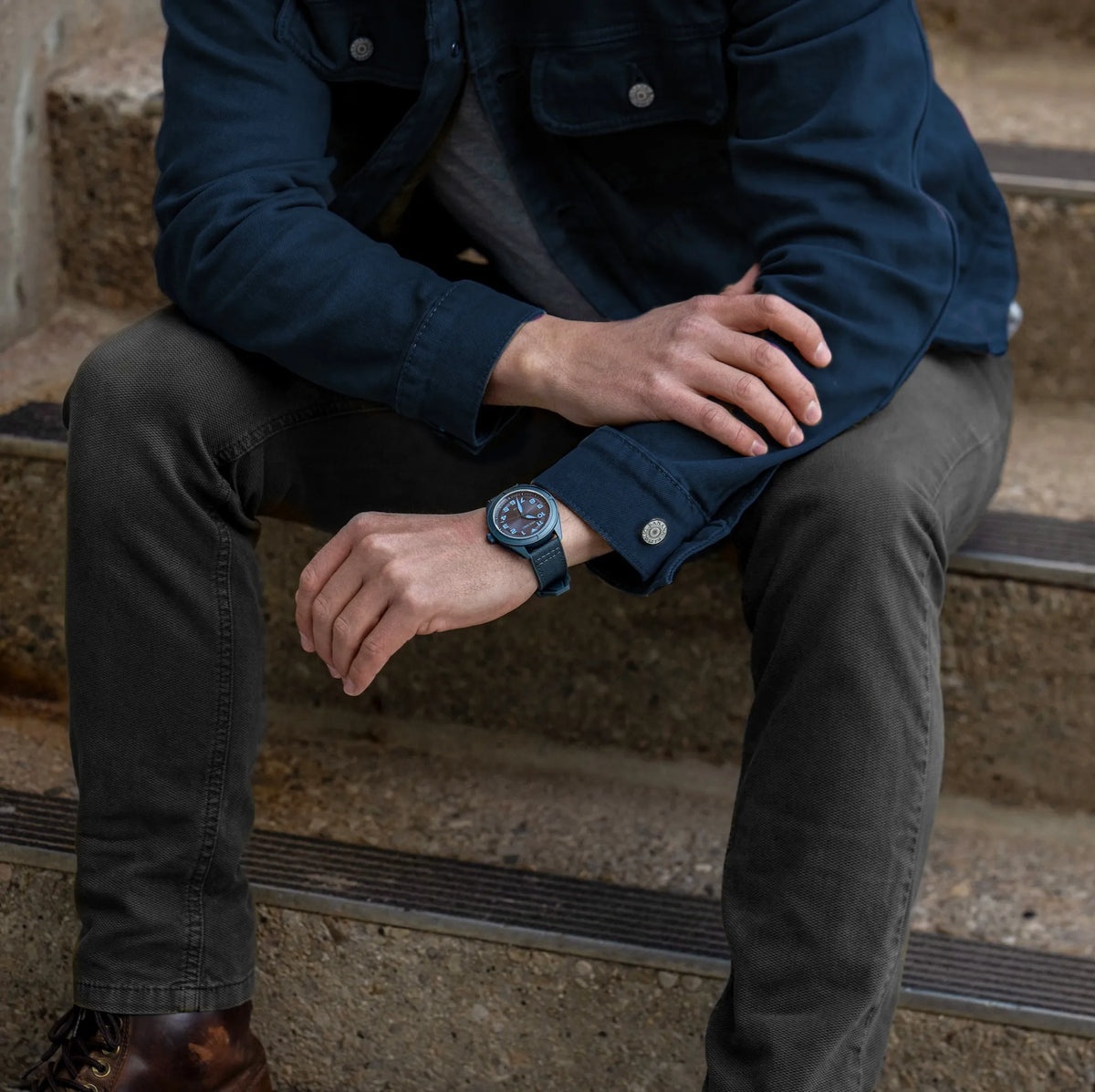 Stratos Blue Titanium Watch wrist shot