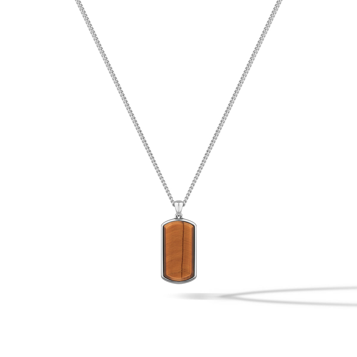 Necklace with a wooden pendant on a white background