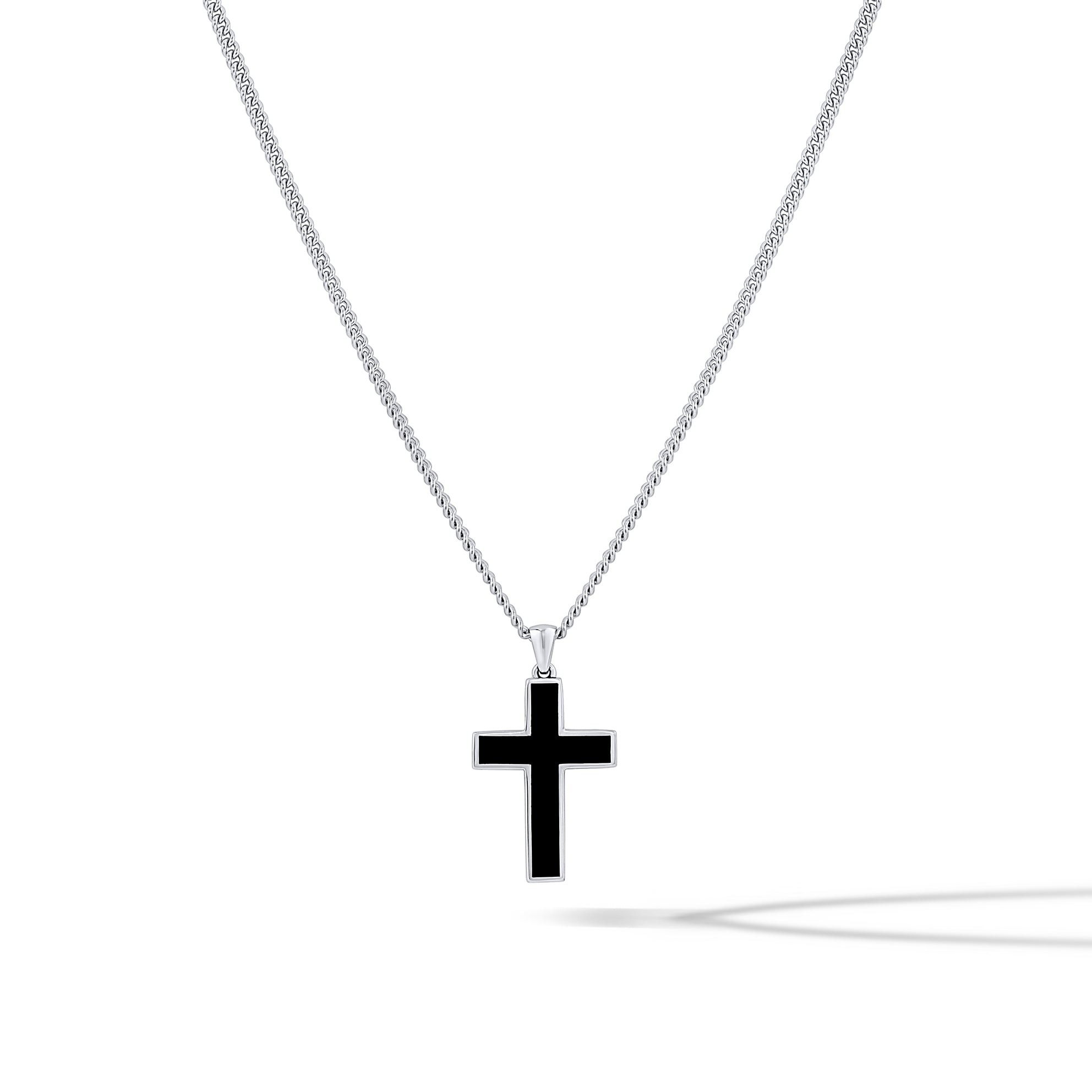 T2T Thin GOLD Line Cross Necklace – (Black Ceramic)